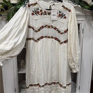 NWT Free People White Embroidered Dress
